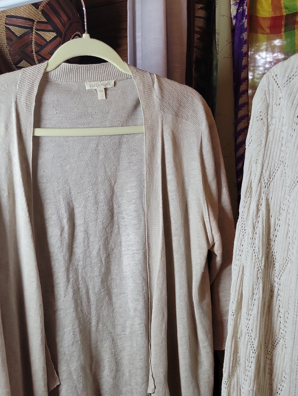 Eileen Fisher Lightweight Open-Front Cardigan in Sandstone